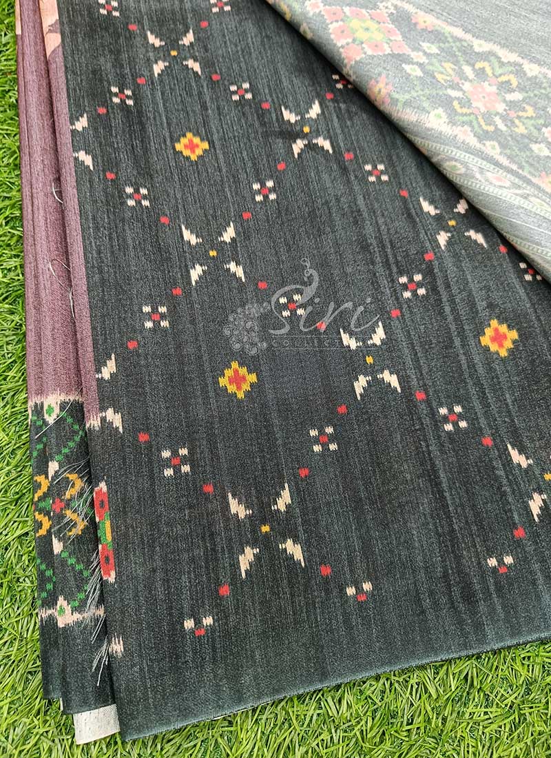 Beautiful Digital Print Semi Tussar Saree in Patola Borders - Image 3