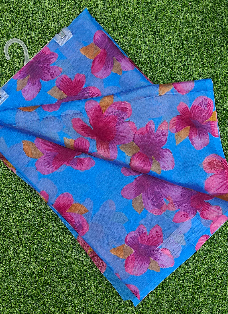 Exclusive Garden Vareli Printed Nara Chiffon Saree - Image 3