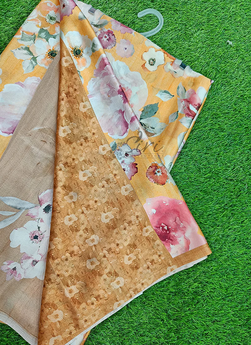 Latest Digital Print Satin Crepe Silk Saree - Image 3
